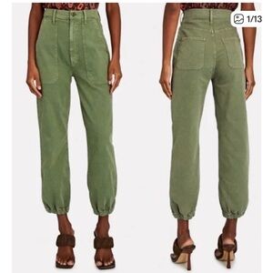 Mother The Wrapper Patch Springy Ankle Jeans in Army Green Size 27